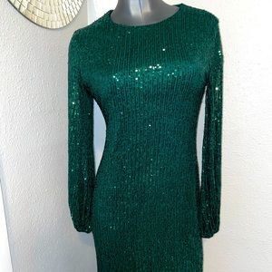 Emerald green sequin dress